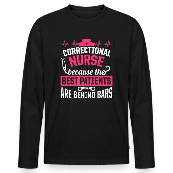Correctional Nurse Nursing Correction Officer - Men's Premium Organic Long Sleeve Shirt - black - Front - Nico (187cm)