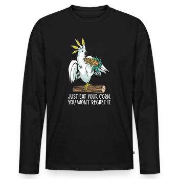 Parrot Bird Pet Food Bird Lover Corn Wildlife Pet - Men's Premium Organic Long Sleeve Shirt - black - Front - Nico (187cm)