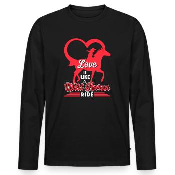 Saint-Valentin Equitation Love Horse Silhouette - T-shirt manches longues Premium bio Homme - noir - Devant - Nico (187cm)
