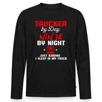 Chauffeur de camion Camionneur Conduite - T-shirt manches longues Premium bio Homme - noir - Devant - Nico (187cm)