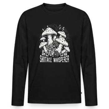 Shiitake Champignon Forêt Champignon Shiitake Moral Vegan Umami - T-shirt manches longues Premium bio Homme - noir - Devant - Nico (187cm)