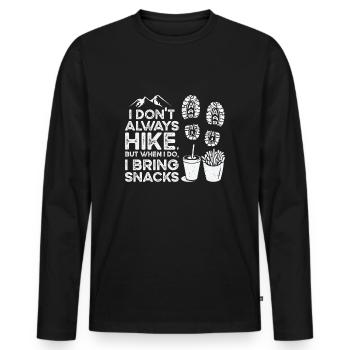 Wandern Camping Bergwanderer - Männer Premium Bio Langarmshirt - Schwarz - Vorne - Nico (187cm)
