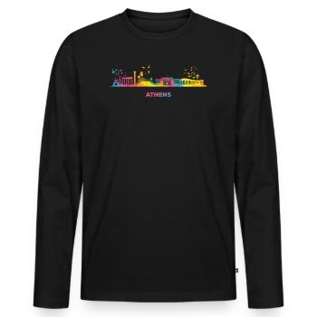Athens skyline of Athens - Men's Premium Organic Long Sleeve Shirt - black - Front - Nico (187cm)
