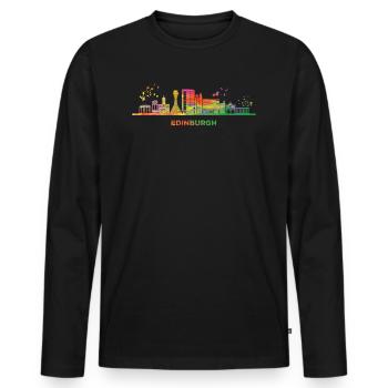 Edinburgher Skyline Stadtbild Edinburgh - Männer Premium Bio Langarmshirt - Schwarz - Vorne - Nico (187cm)