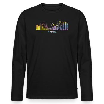 Madrid Skyline Madrid - Men's Premium Organic Long Sleeve Shirt - black - Front - Nico (187cm)