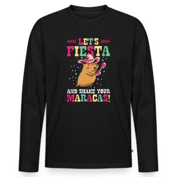 Capybara Mariachi Cinco de Mayo Fiesta - T-shirt manches longues Premium bio Homme - noir - Devant - Nico (187cm)