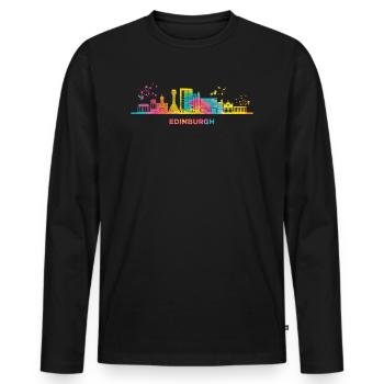 Edinburgher Skyline Stadtbild Edinburgh - Männer Premium Bio Langarmshirt - Schwarz - Vorne - Nico (187cm)