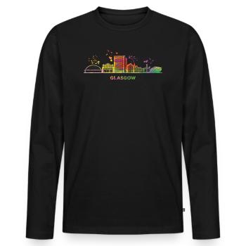 Glasgower Skyline Stadtbild Glasgow - Männer Premium Bio Langarmshirt - Schwarz - Vorne - Nico (187cm)