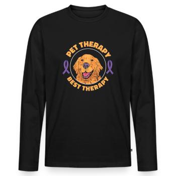 Alzheimer's Awareness Pet Purple Ribbon Paws - Men's Premium Organic Long Sleeve Shirt - black - Front - Nico (187cm)
