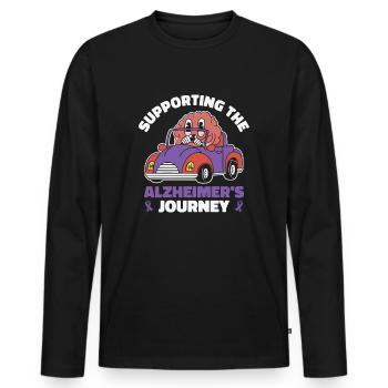 Cerveau du ruban violet de sensibilisation à la maladie d’Alzheimer - T-shirt manches longues Premium bio Homme - noir - Devant - Nico (187cm)