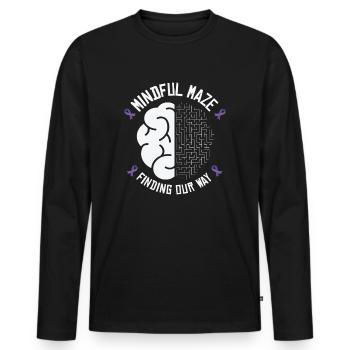 Cerveau du ruban violet de sensibilisation à la maladie d’Alzheimer - T-shirt manches longues Premium bio Homme - noir - Devant - Nico (187cm)