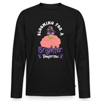 Cerveau du ruban violet de sensibilisation à la maladie d’Alzheimer - T-shirt manches longues Premium bio Homme - noir - Devant - Nico (187cm)