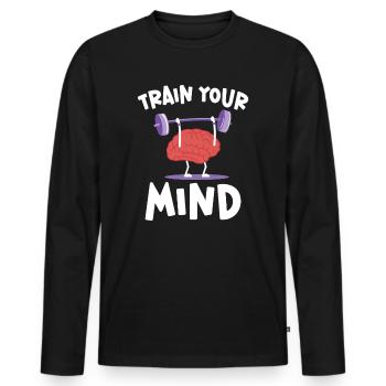 Alzheimer's Awareness Brain Mental Health - Men's Premium Organic Long Sleeve Shirt - black - Front - Nico (187cm)
