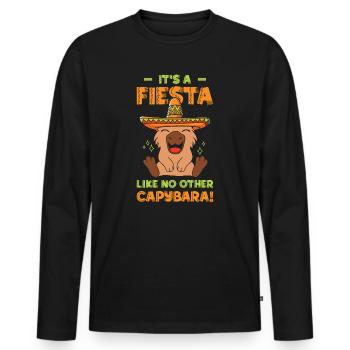Capybara Mariachi Cinco de Mayo Fiesta - T-shirt manches longues Premium bio Homme - noir - Devant - Nico (187cm)