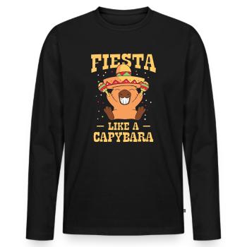 Capybara Mariachi Cinco de Mayo Fiesta - T-shirt manches longues Premium bio Homme - noir - Devant - Nico (187cm)