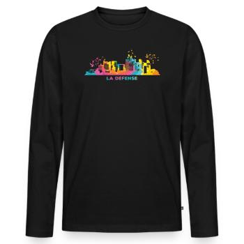 La Defense Skyline Paris - Männer Premium Bio Langarmshirt - Schwarz - Vorne - Nico (187cm)