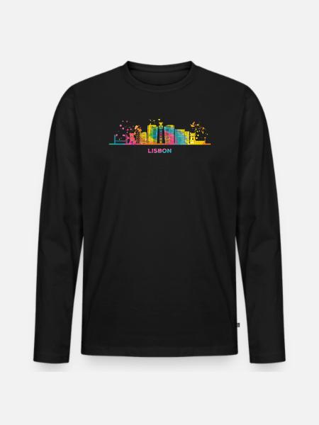 Lisbon Skyline Lisbon - Men's Premium Organic Long Sleeve Shirt - black