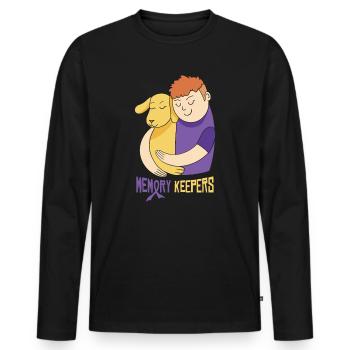 Alzheimer's Awareness Pet Purple Ribbon Paws - Men's Premium Organic Long Sleeve Shirt - black - Front - Nico (187cm)