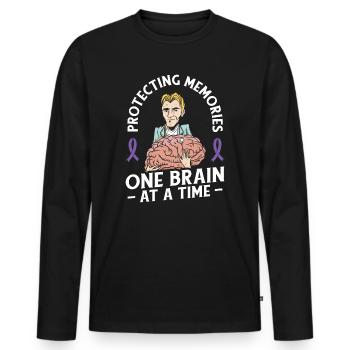 Alzheimer's Awareness Brain Doctors Health - Men's Premium Organic Long Sleeve Shirt - black - Front - Nico (187cm)
