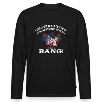 Indépendance des États-Unis Patriotic American - T-shirt manches longues Premium bio Homme - noir - Devant - Nico (187cm)