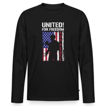 USA Independence Military Heroes Soldier Freedom - Men's Premium Organic Long Sleeve Shirt - black - Front - Nico (187cm)