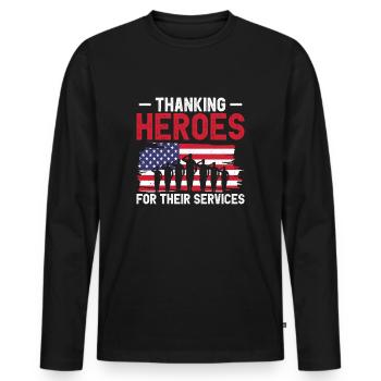 USA Unabhängigkeit Militärische Helden Soldat - Männer Premium Bio Langarmshirt - Schwarz - Vorne - Nico (187cm)