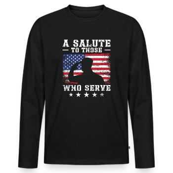 USA Independence Military Heroes Soldier Freedom - Men's Premium Organic Long Sleeve Shirt - black - Front - Nico (187cm)