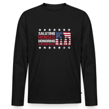 USA Independence Military Heroes Soldier Freedom - Men's Premium Organic Long Sleeve Shirt - black - Front - Nico (187cm)