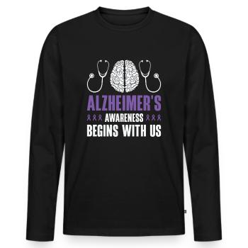 Alzheimer's Awareness Brain Doctors Health - Men's Premium Organic Long Sleeve Shirt - black - Front - Nico (187cm)