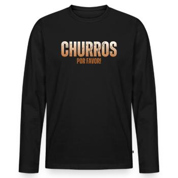 Churros Por Favor Vintage Mexican Churro - Men's Premium Organic Long Sleeve Shirt - black - Front - Nico (187cm)