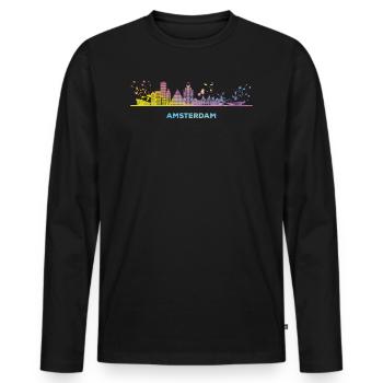 Amsterdam Skyline Amsterdam - Men's Premium Organic Long Sleeve Shirt - black - Front - Nico (187cm)