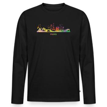 Pariser Skyline Paris - Männer Premium Bio Langarmshirt - Schwarz - Vorne - Nico (187cm)