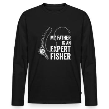 Fisherman Fathers Day Hunting Fishes Dad Fishing - Men's Premium Organic Long Sleeve Shirt - black - Front - Nico (187cm)