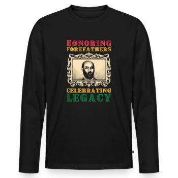 Schwarze Geschichte Juneteenth Schwarzer Stolz - Männer Premium Bio Langarmshirt - Schwarz - Vorne - Nico (187cm)
