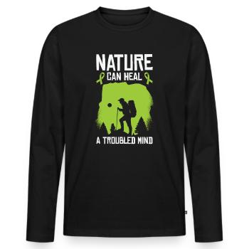 Mental Health Nature Environment Health Awareness - Men's Premium Organic Long Sleeve Shirt - black - Front - Nico (187cm)