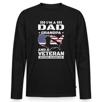 Veteran US American Veterans Dad Grandpa Nichts - Männer Premium Bio Langarmshirt - Schwarz - Vorne - Nico (187cm)