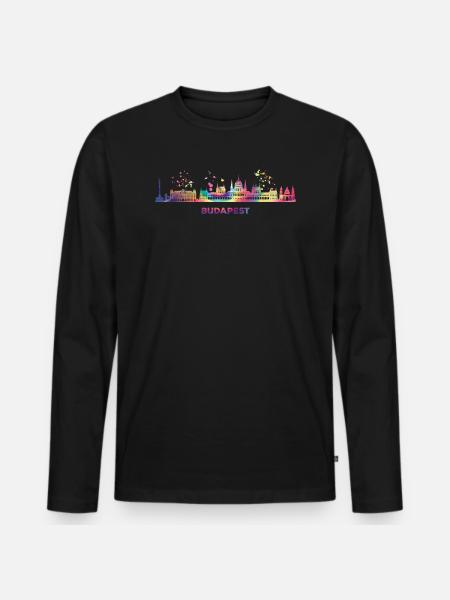 Budapester Skyline Budapest - Men's Premium Organic Long Sleeve Shirt - black