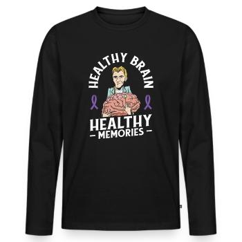 Alzheimer's Awareness Brain Doctors Health - Men's Premium Organic Long Sleeve Shirt - black - Front - Nico (187cm)