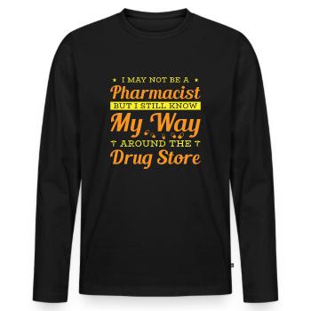 Pharmacy Technician Pharmacist Tech CPHT - Men's Premium Organic Long Sleeve Shirt - black - Front - Nico (187cm)