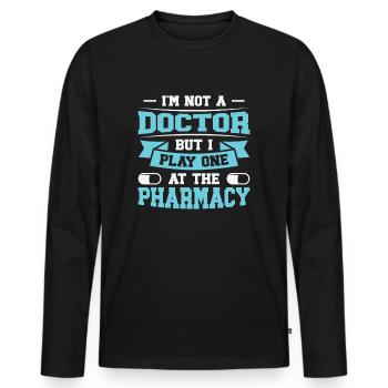 Pharmacy Technician Pharmacist Tech CPHT - Men's Premium Organic Long Sleeve Shirt - black - Front - Nico (187cm)