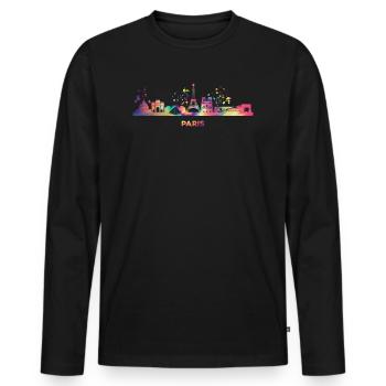 Pariser Skyline Paris - Männer Premium Bio Langarmshirt - Schwarz - Vorne - Nico (187cm)