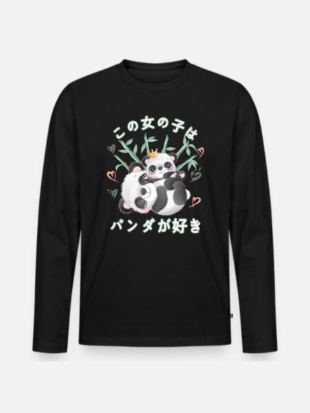 Panda Love Mama Panda Bear - Men's Premium Organic Long Sleeve Shirt - black