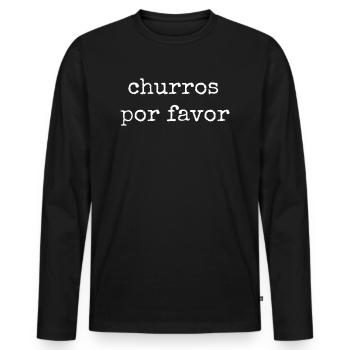 Churros Por Favor Vintage Mexican Churro - Men's Premium Organic Long Sleeve Shirt - black - Front - Nico (187cm)
