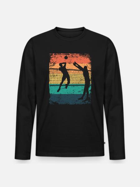 Volleyball Player Retro Beach Volleyball - Men's Premium Organic Long Sleeve Shirt - black