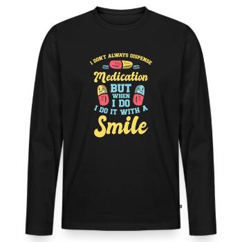 Pharmacy Technician Pharmacist Tech CPHT - Men's Premium Organic Long Sleeve Shirt - black - Front - Nico (187cm)