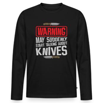 Knifemaking Knife Making Bladesmith Smithing Knife - Men's Premium Organic Long Sleeve Shirt - black - Front - Nico (187cm)