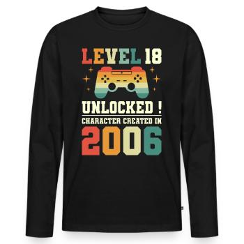Level 18 Birthday Gamer 18 years old - Men's Premium Organic Long Sleeve Shirt - black - Front - Nico (187cm)