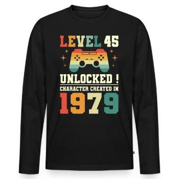 Level 45 Birthday Gamer 45 Years - Men's Premium Organic Long Sleeve Shirt - black - Front - Nico (187cm)