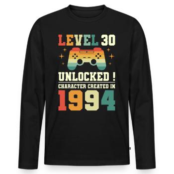 Level 30 Geburtstag Gamer 30 Jahre - Männer Premium Bio Langarmshirt - Schwarz - Vorne - Nico (187cm)