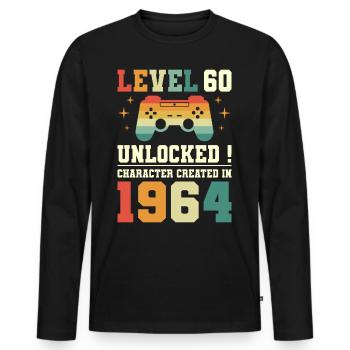 Niveau 60 Anniversaire Gamer 60 Ans - T-shirt manches longues Premium bio Homme - noir - Devant - Nico (187cm)